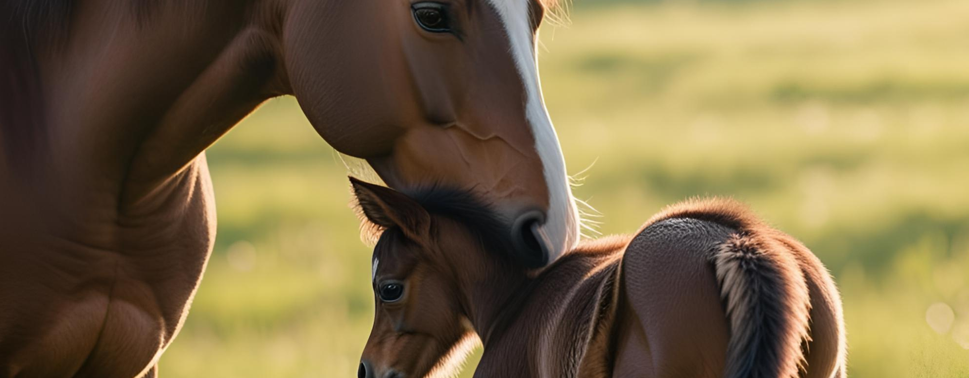 imagem de uma égua com seu filhote para ilustrar a área da reprodução de equinos